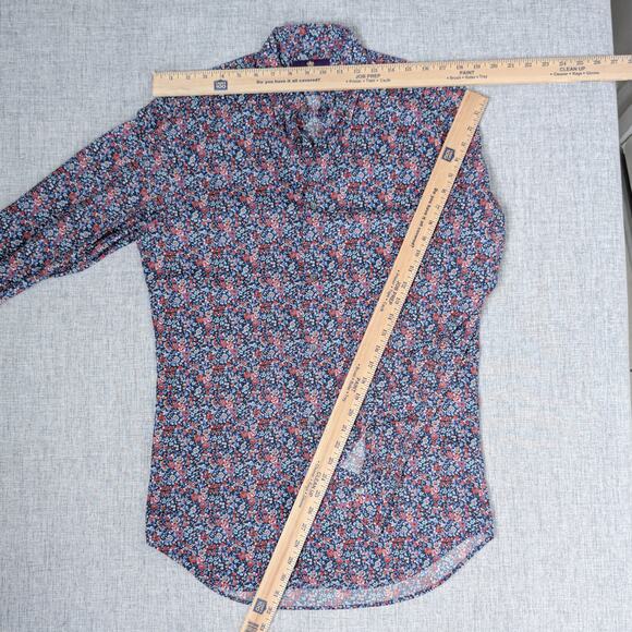 Liberty London Men's Button up Shirt Floral Print Blue multi sz 15 - Picture 8 of 8